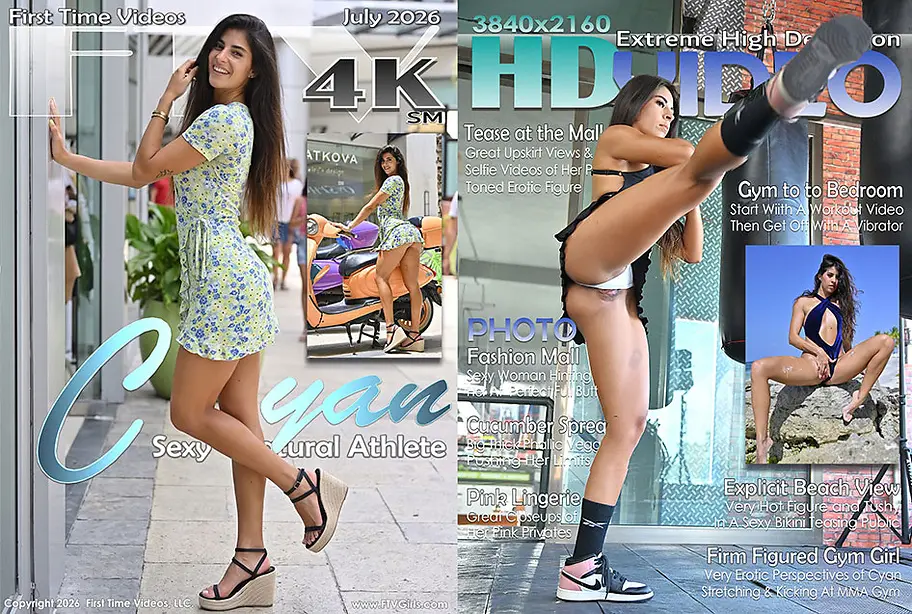 Cyan FTVGirls showing off her athletic figure in a sporty gym-themed lingerie shoot