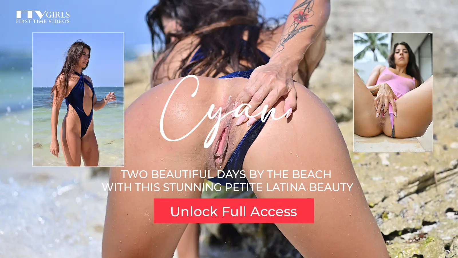 Cyan FTVGirls nude beach photos featuring the athletic Latina newcomer